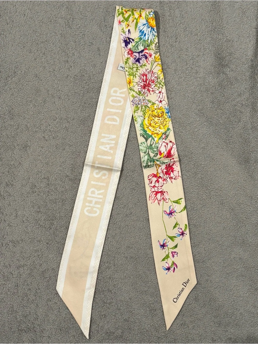 Christian Dior D-Floral Mitzah   Scarf Beige Multicolor Floral Wildflower
